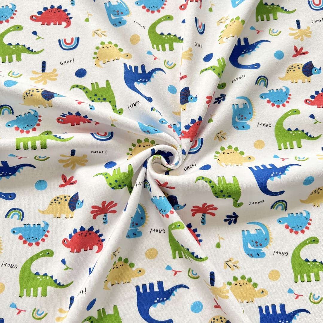 Interlock 30/1 Dino Arcoiris Blanco