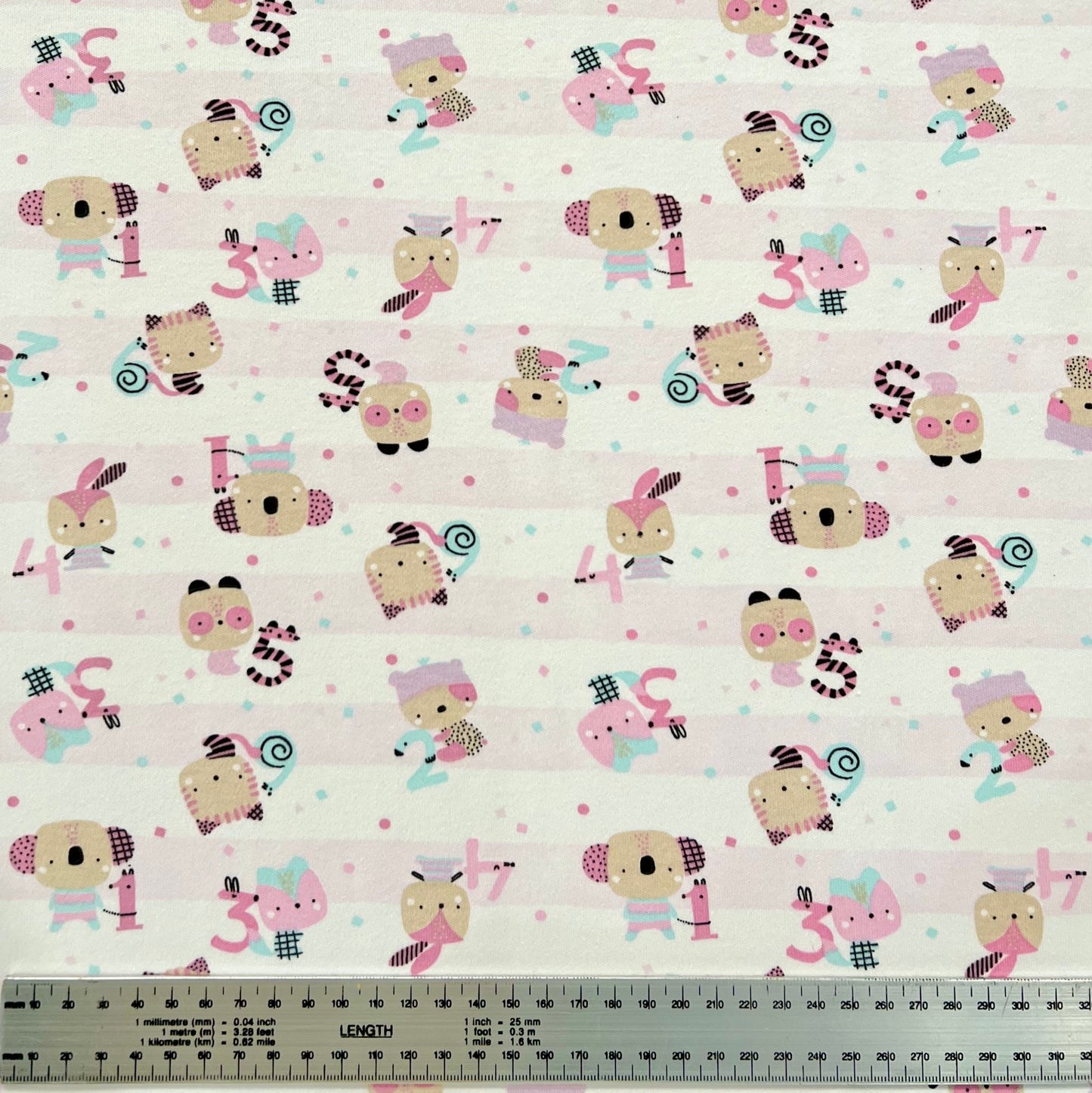 Interlock 30/1 Animalitos Rayado Rosa