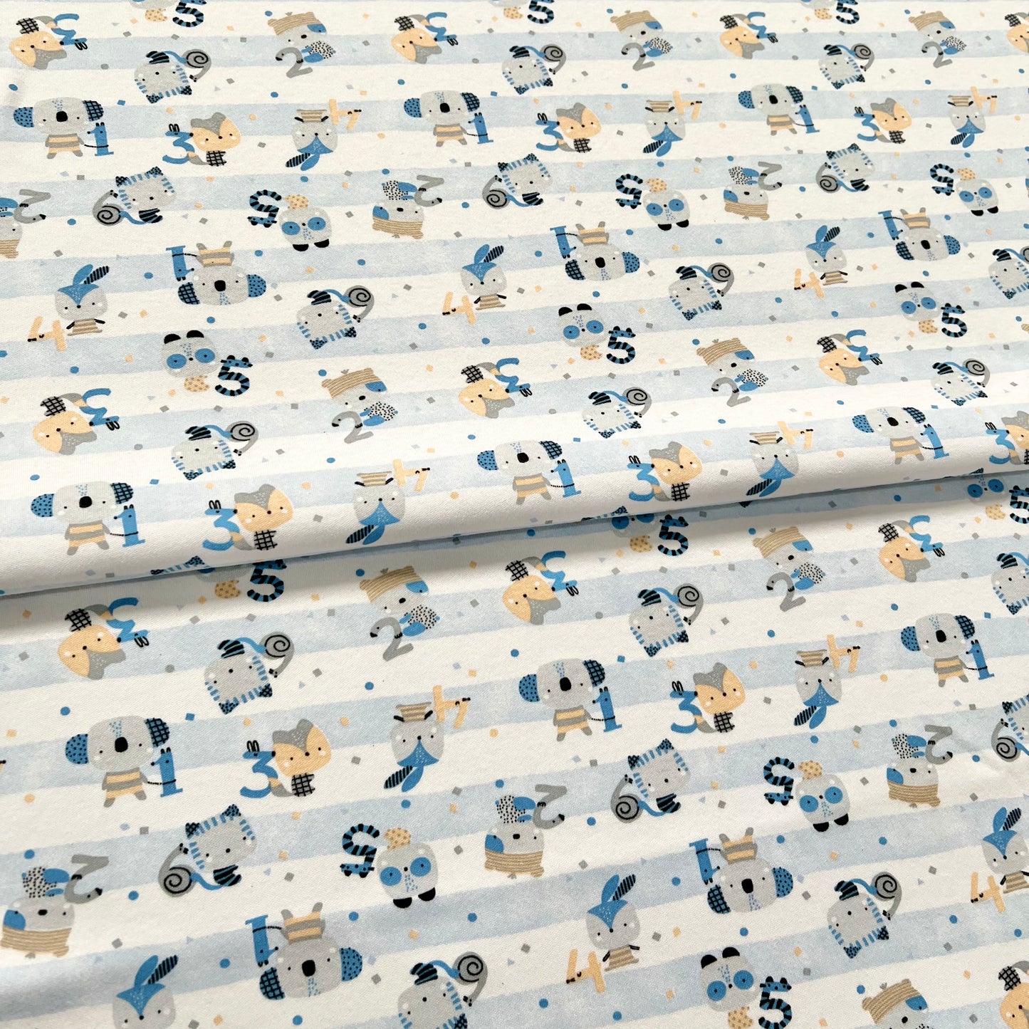 Interlock 30/1 Animalitos Rayado Celeste