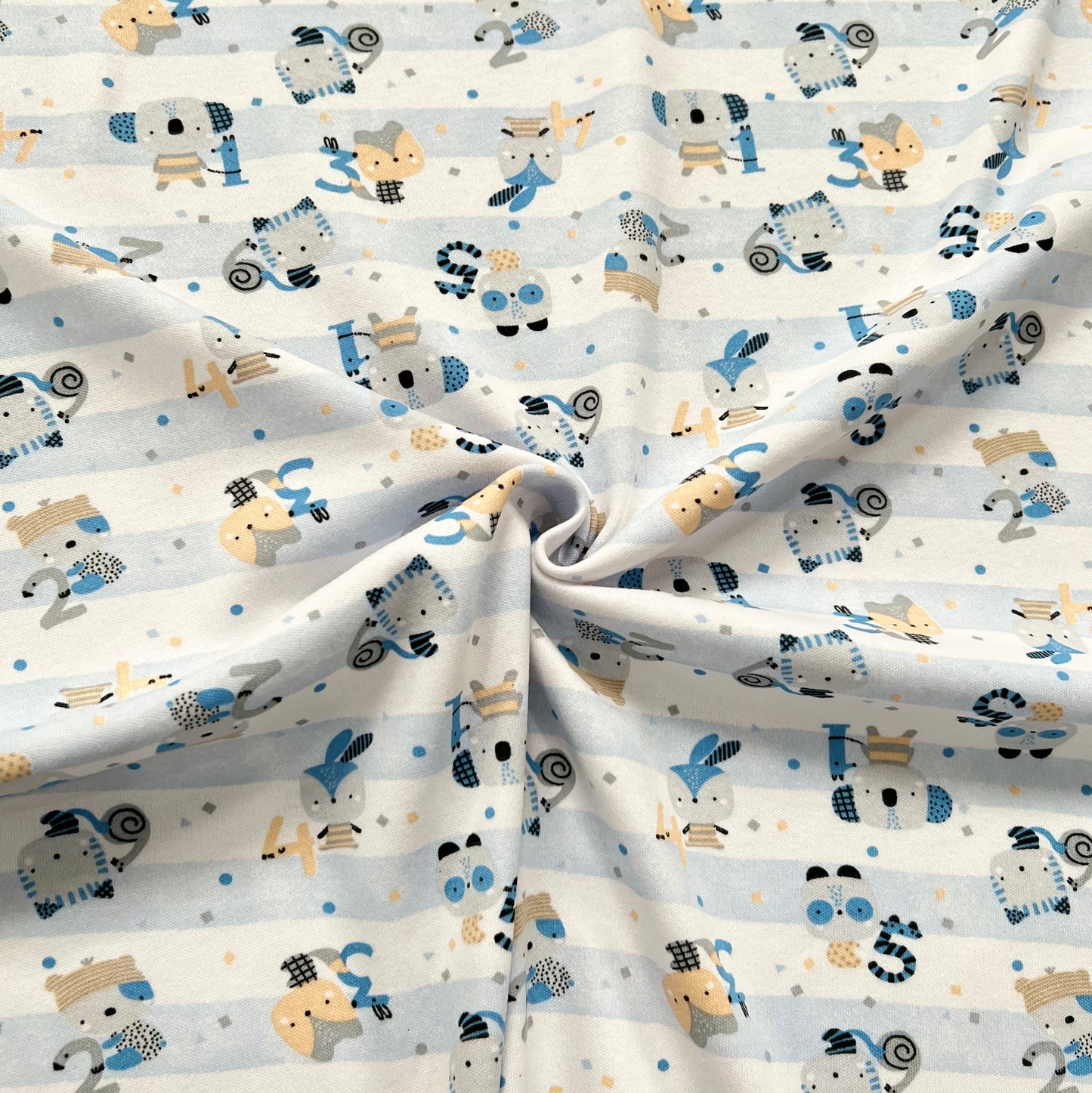 Interlock 30/1 Animalitos Rayado Celeste