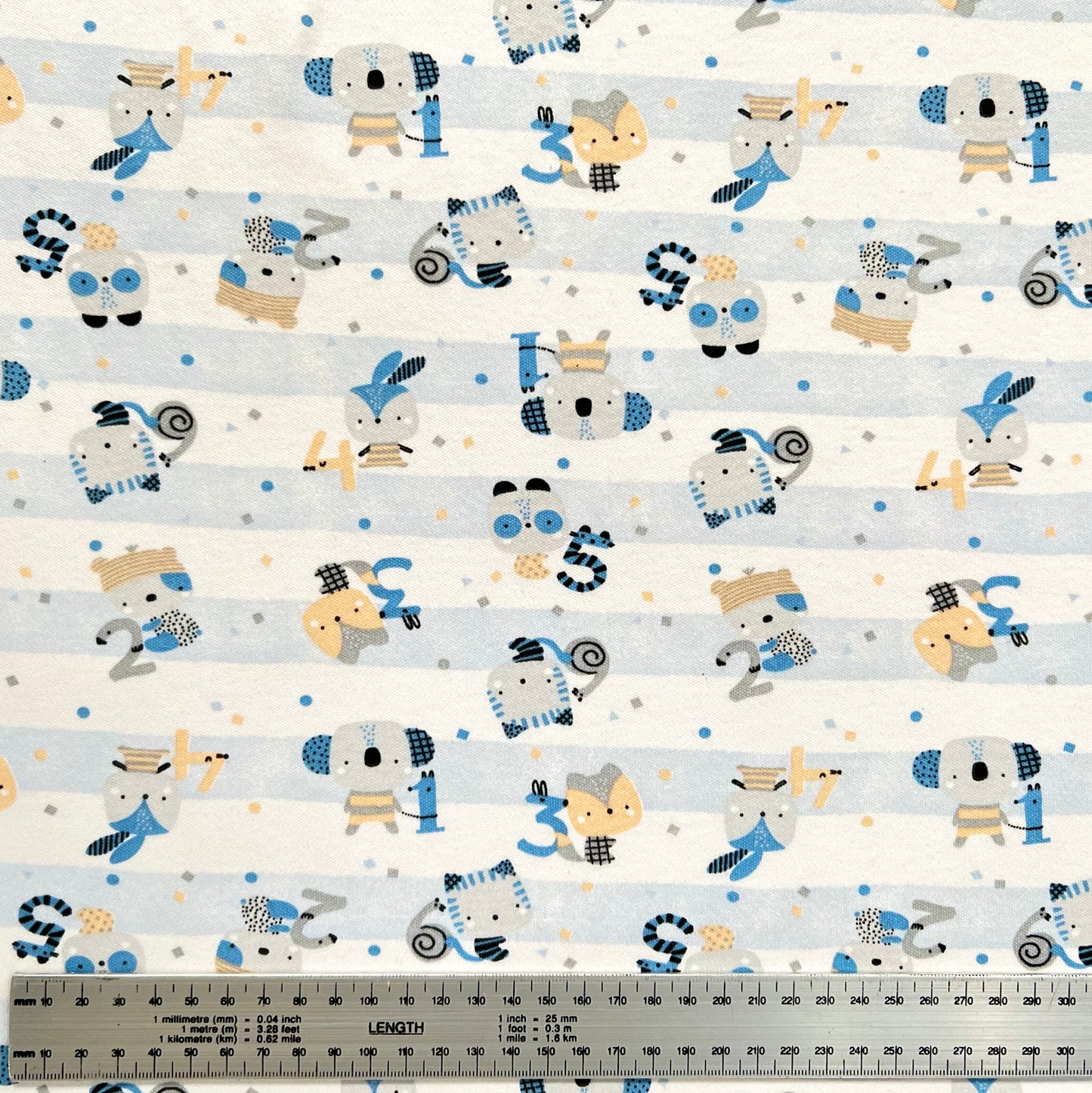 Interlock 30/1 Animalitos Rayado Celeste