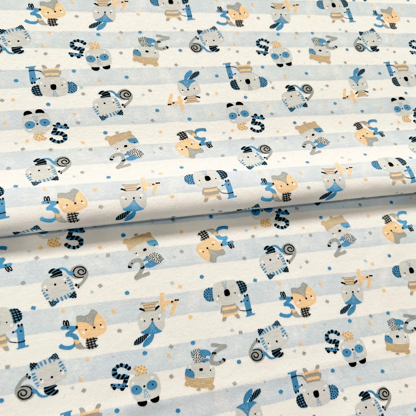 Interlock 30/1 Animalitos Rayado Celeste