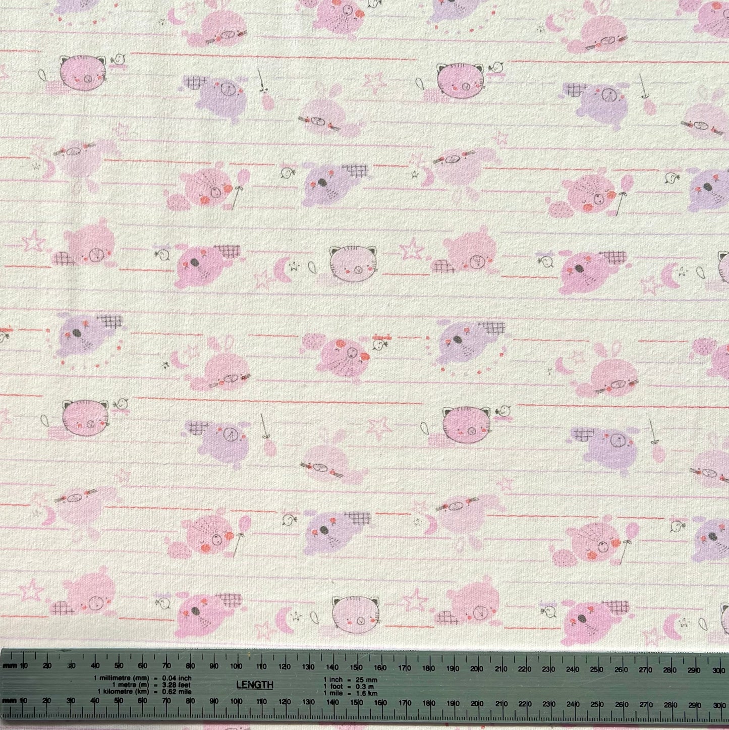 Interlock 30/1 Animalitos Linea Fondo Rosa