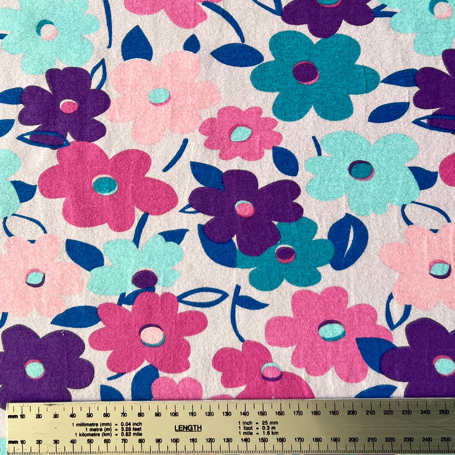 Jersey 30/1 c/lycra Flores Rosa