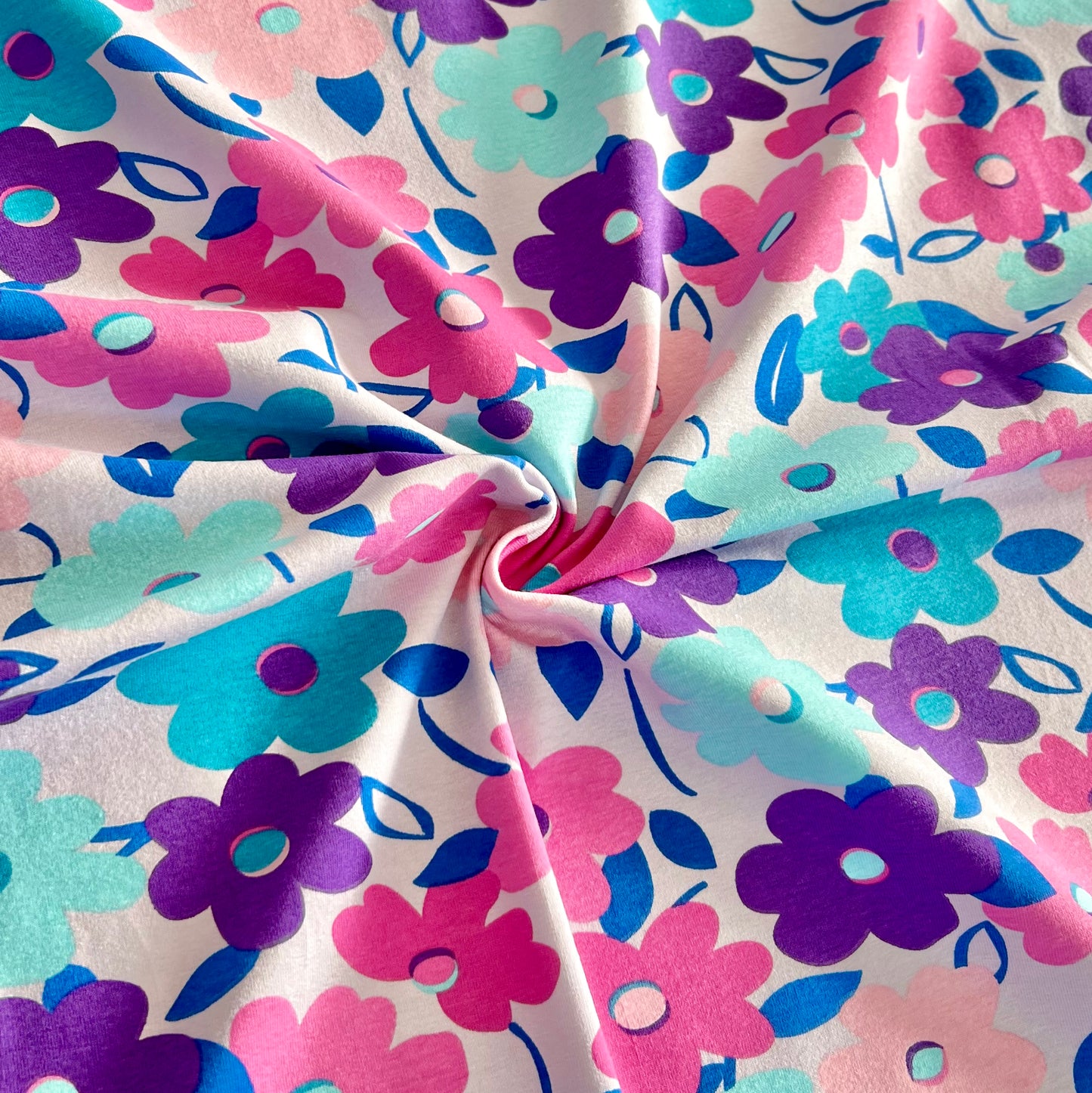 Jersey 30/1 c/lycra Flores Rosa