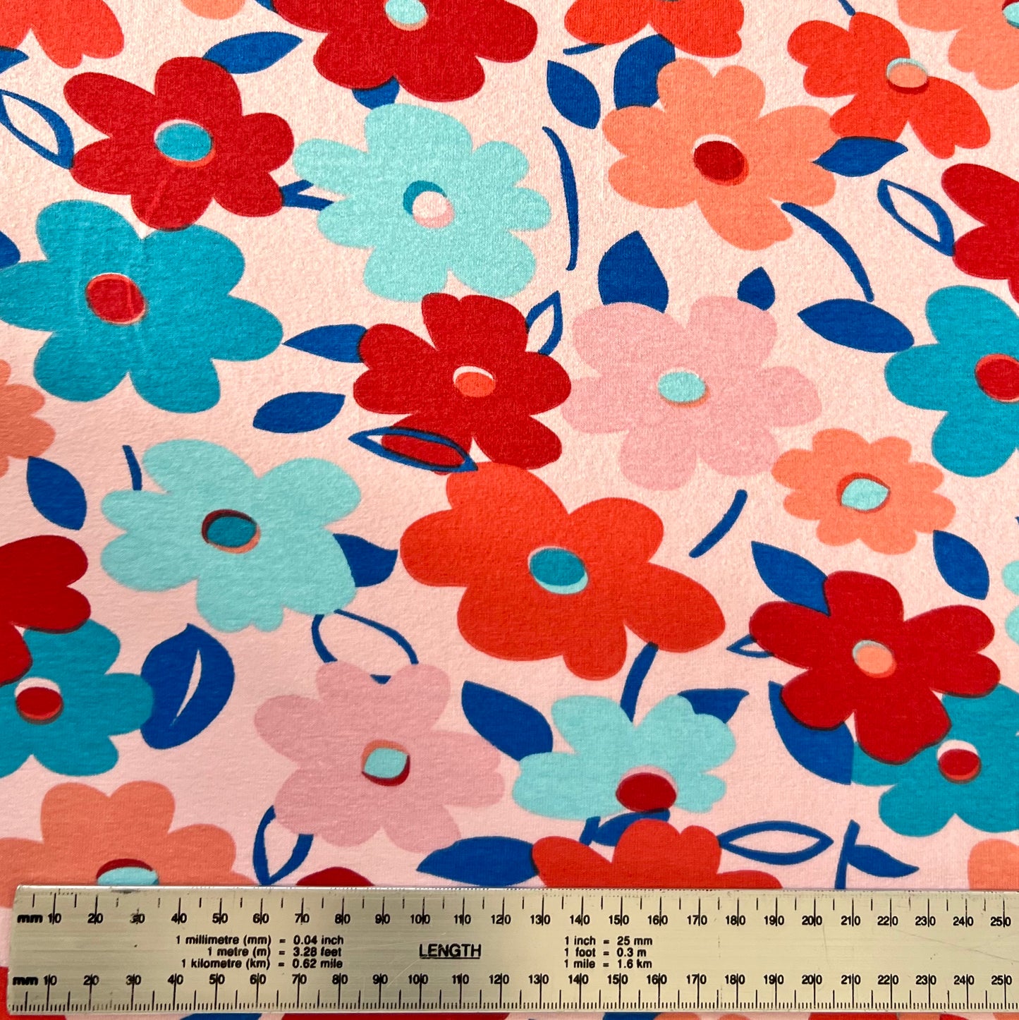 Jersey 30/1 c/lycra Flores Coral