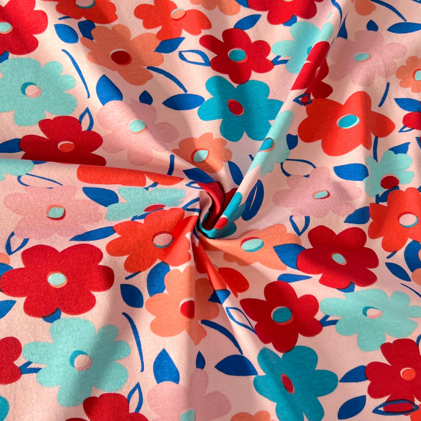Jersey 30/1 c/lycra Flores Coral
