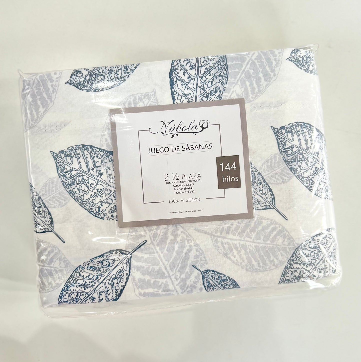 Sábanas Hoja Linea Gris 144h 2 y 1/2 pl.