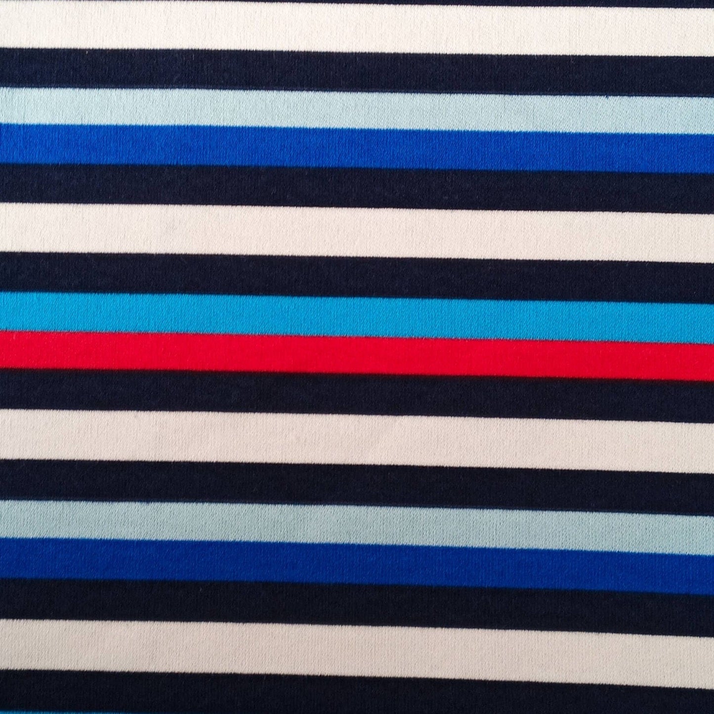 Interlock 30/1 Raya Azul y Rojo