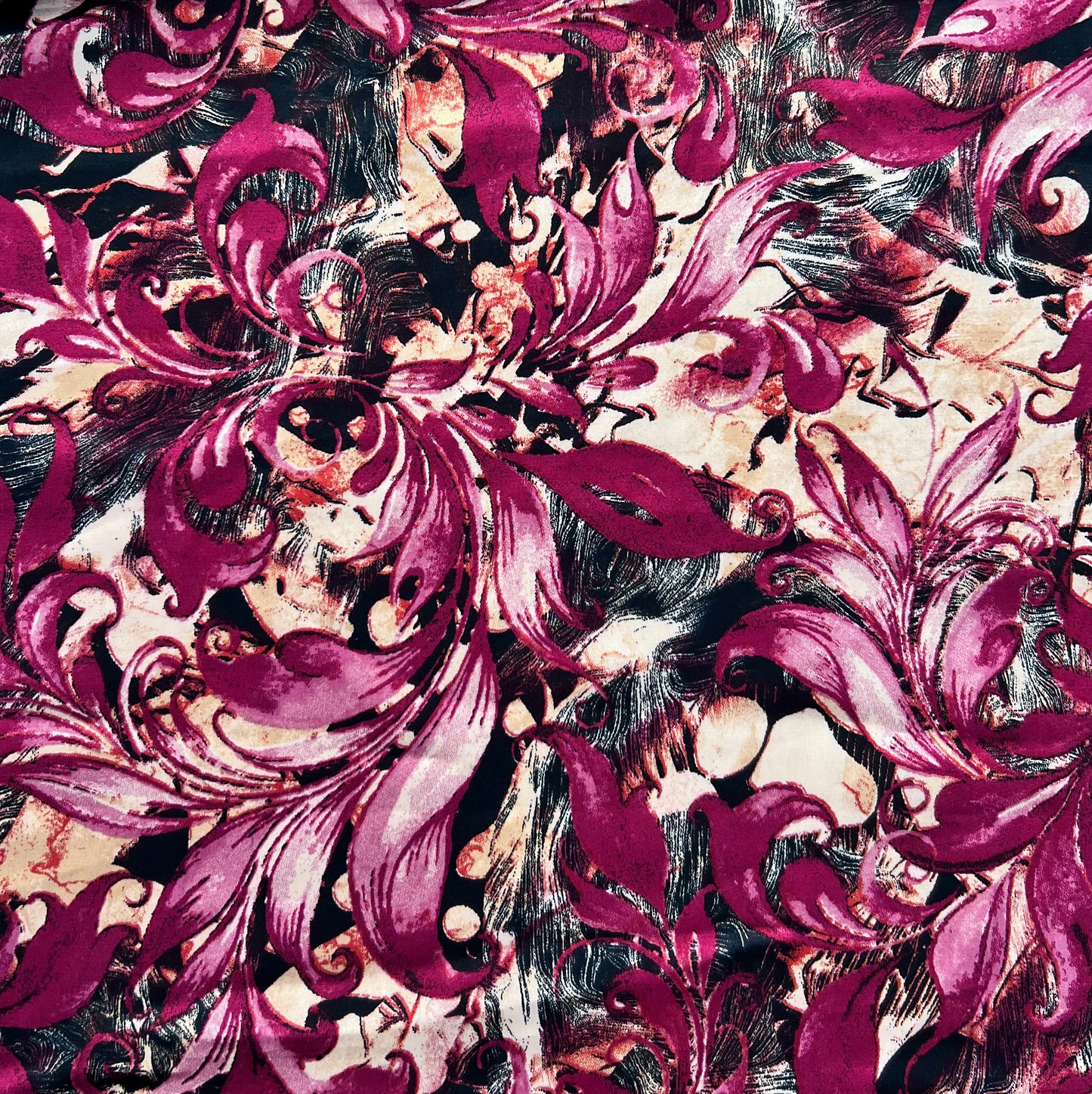 Satén Hojas Magenta