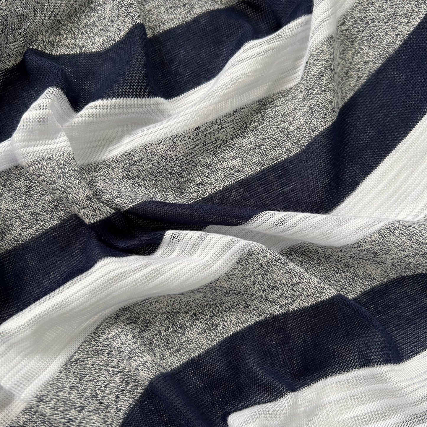 Lanilla hilo color rayado Off/Marine
