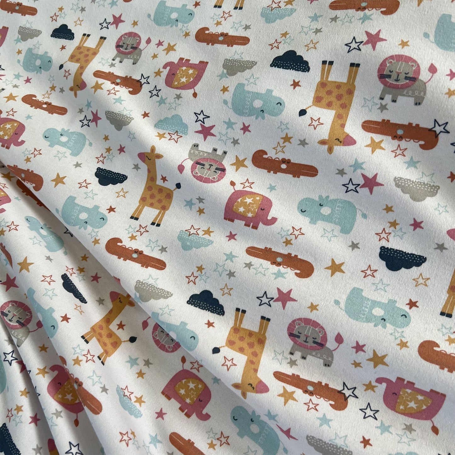 Interlock 30/1 Animalitos y Estrellas Naranja