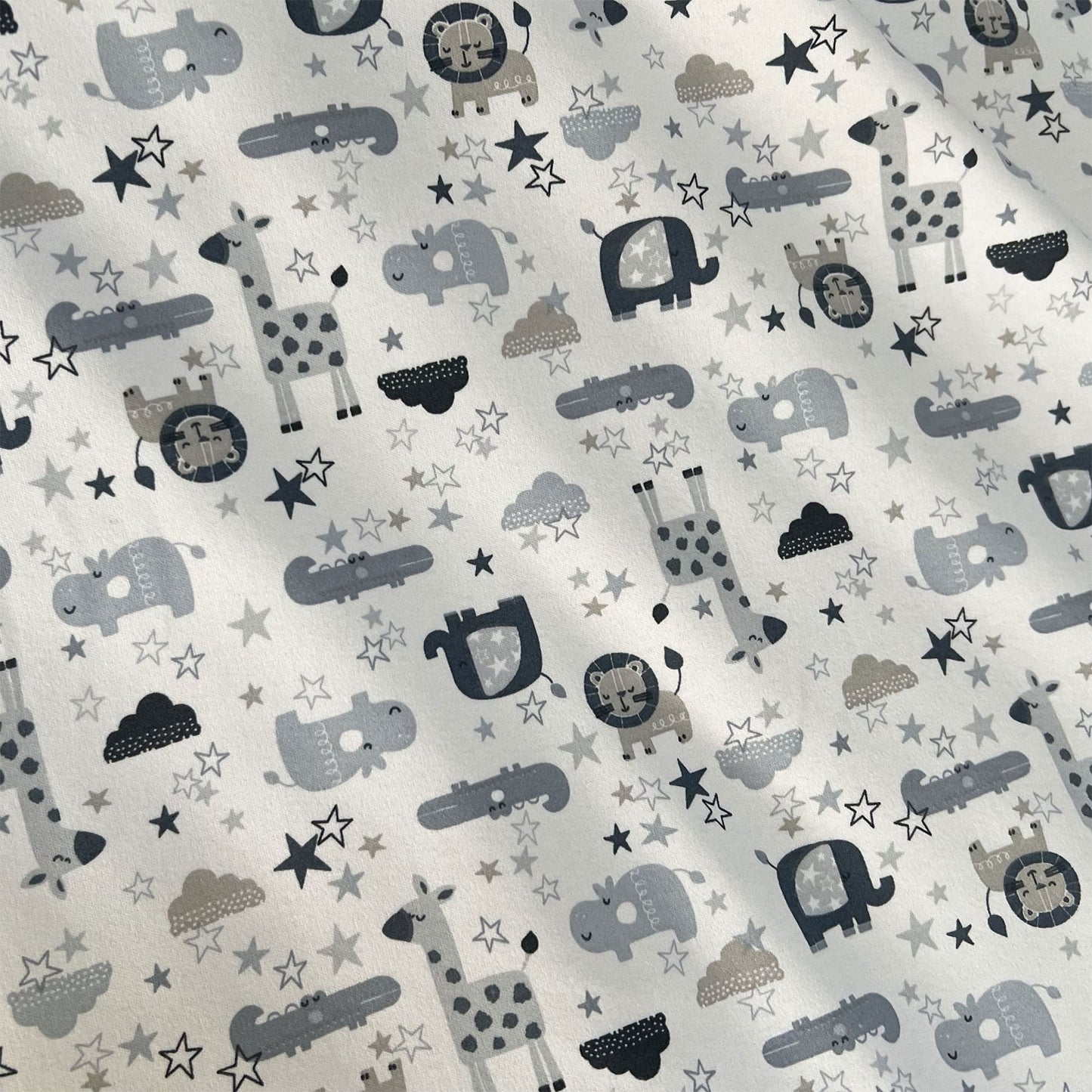 Interlock 30/1 Animalitos y Estrellas Gris