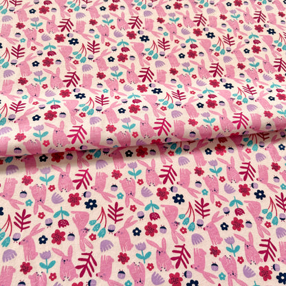 Interlock 30/1 Conejos Fondo Rosa