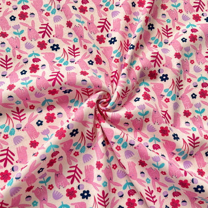 Interlock 30/1 Conejos Fondo Rosa