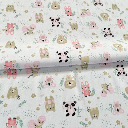 Interlock 30/1 Pandas Rosa c/Fondo Blanco