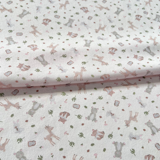 Interlock 30/1 Animalitos Baby Fondo Rosa