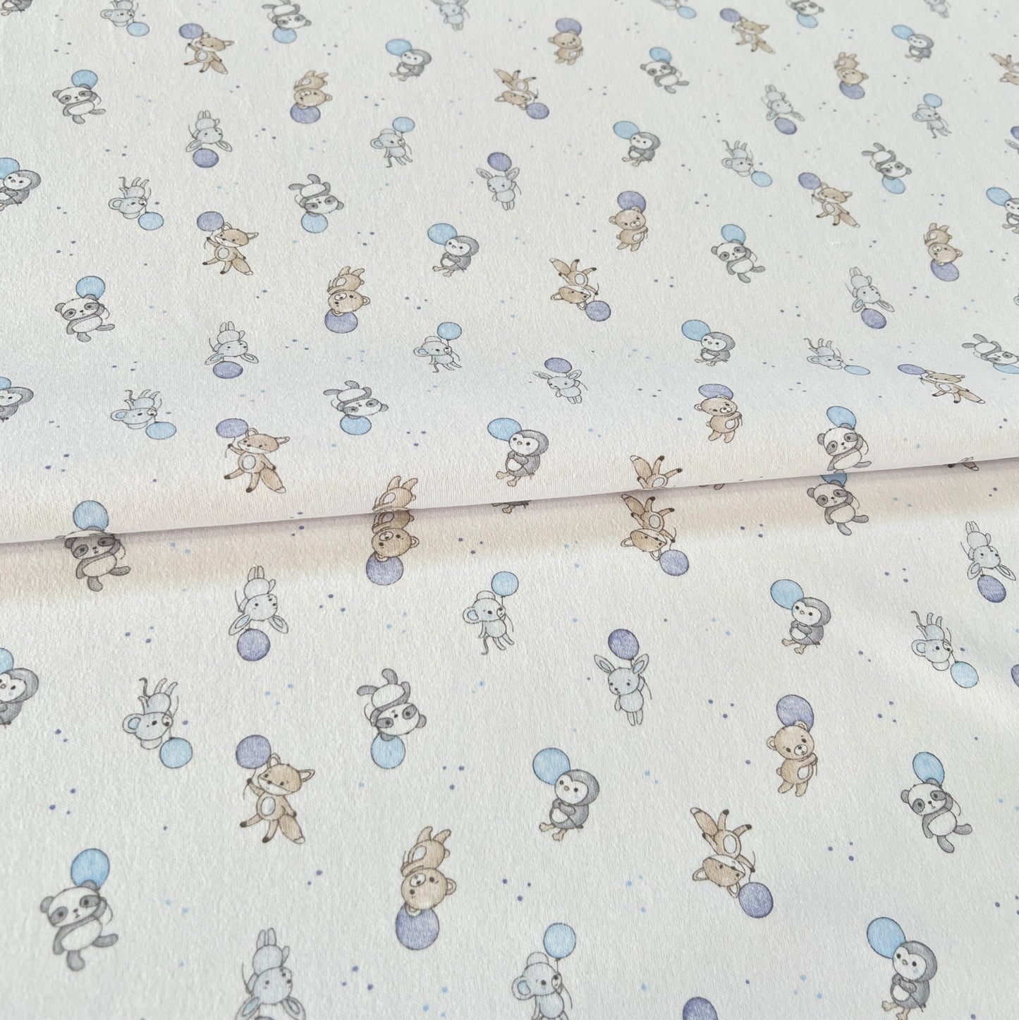 Interlock 30/1 Animales y Globos Celeste