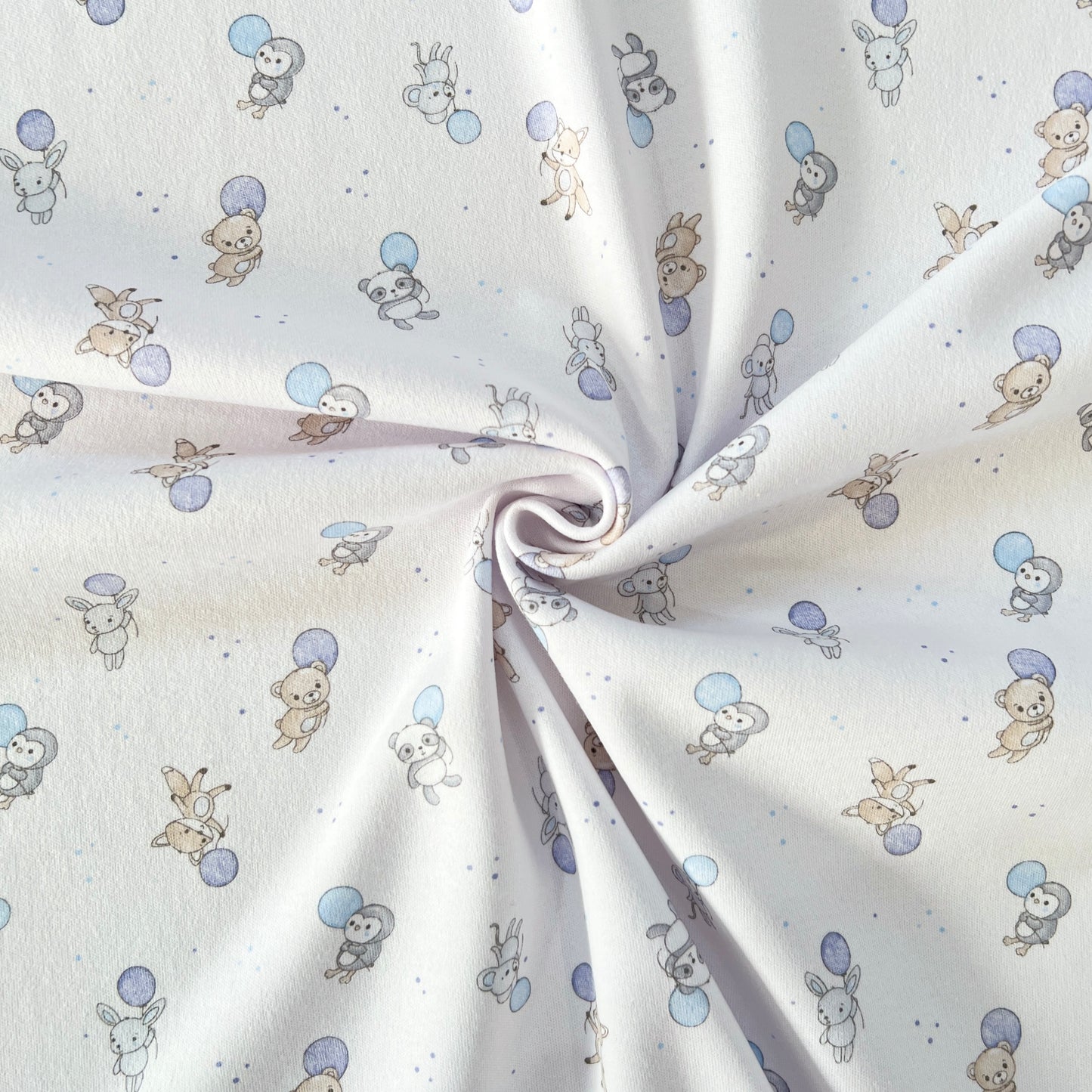 Interlock 30/1 Animales y Globos Celeste