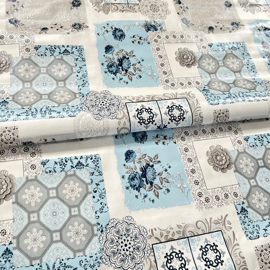 Mantelería Premium Mosaico Azul