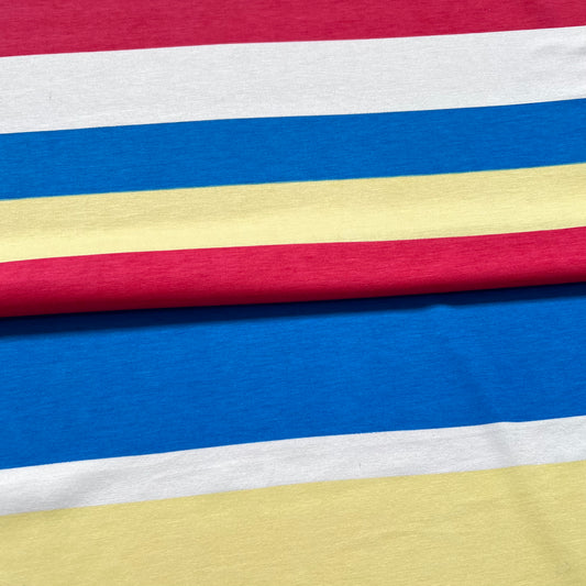 Jersey Viscosa Rayado Azul y Rojo