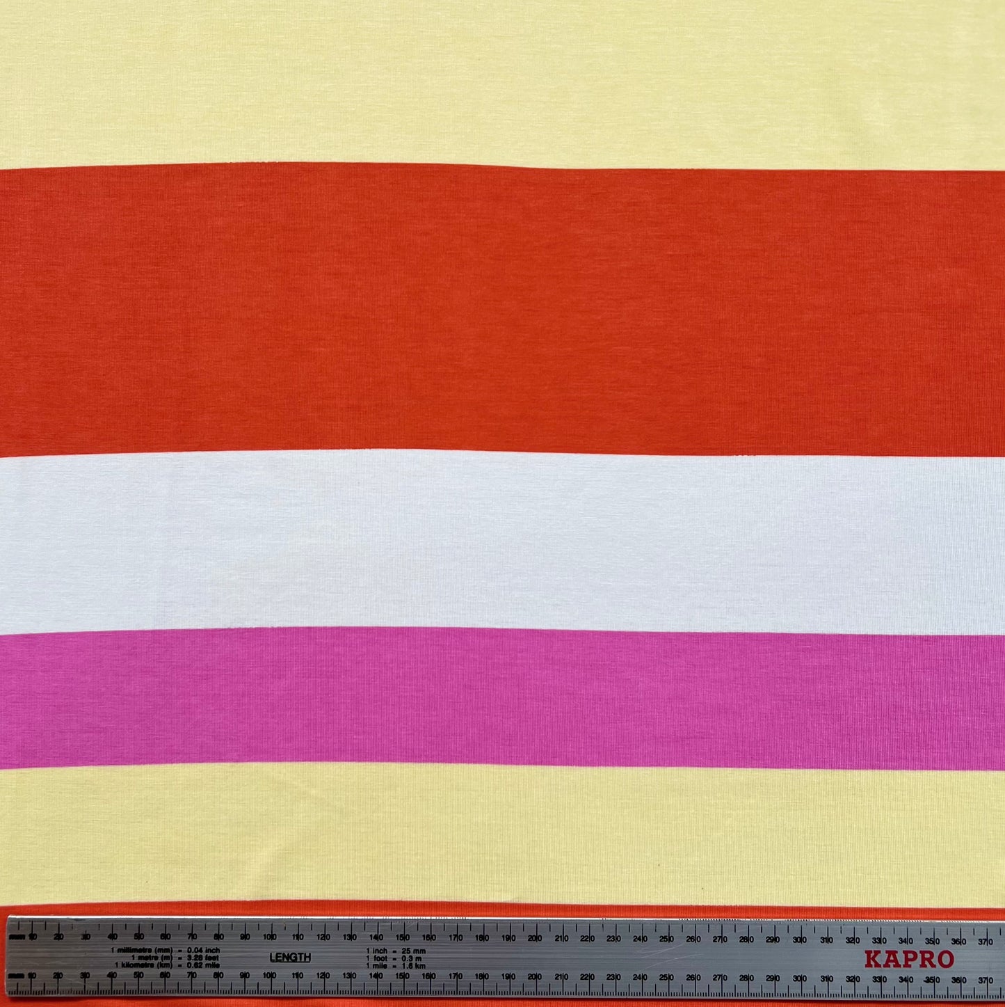Jersey Viscosa Rayado Fucsia y Rojo