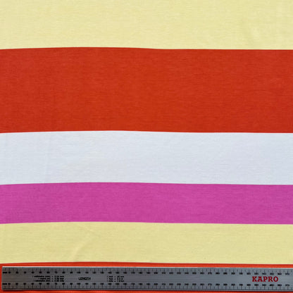 Jersey Viscosa Rayado Fucsia y Rojo