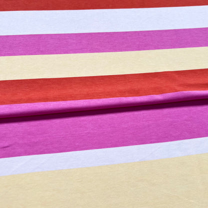 Jersey Viscosa Rayado Fucsia y Rojo