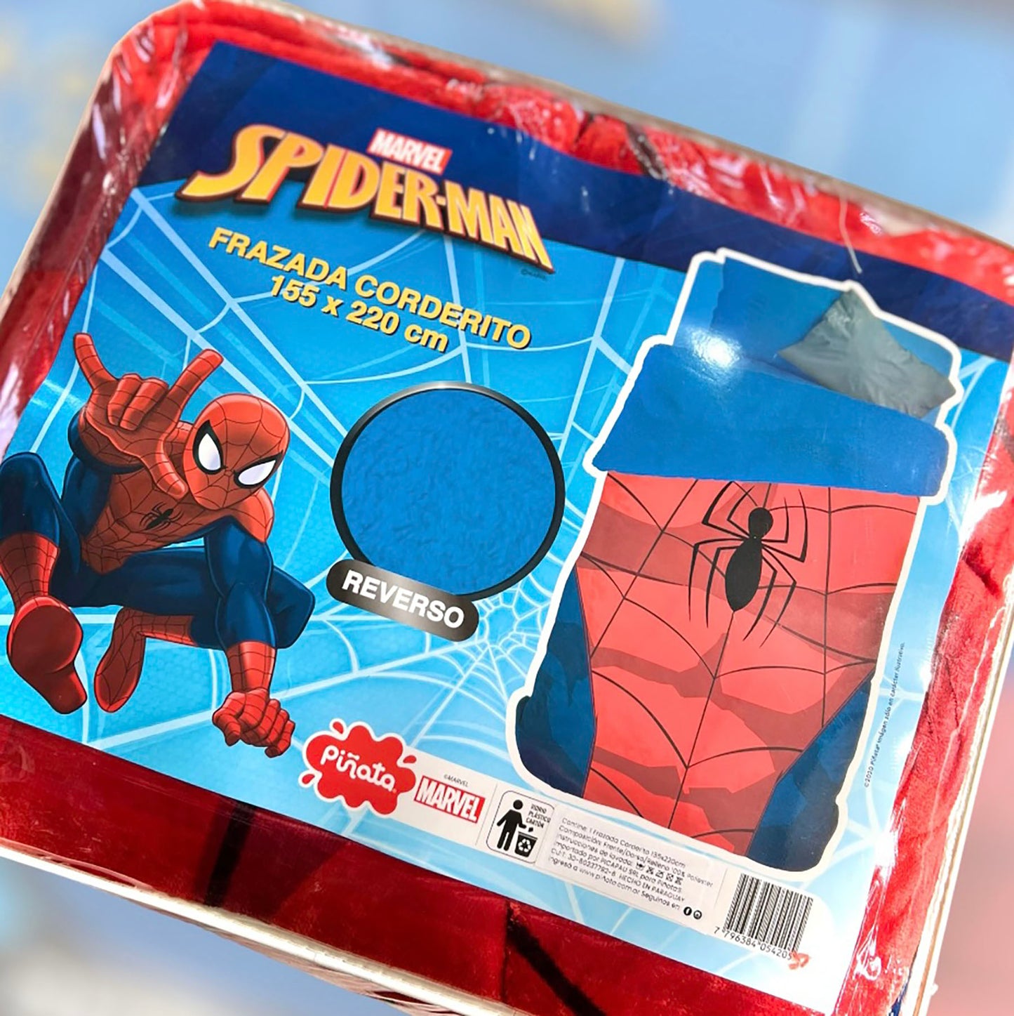 Frazada Corderito Spiderman 1 y 1/2 pl.
